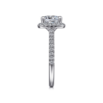 Idina - 14K White Gold Cushion Halo Diamond Engagement Ring