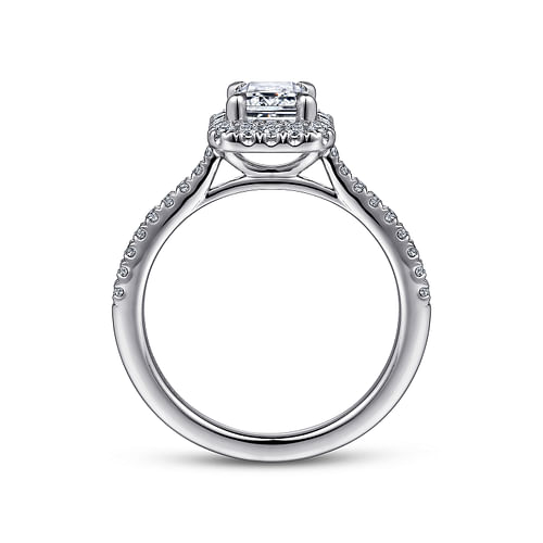 Idina - 14K White Gold Halo Emerald Cut Diamond Engagement Ring - 0.34 ct - Shot 2