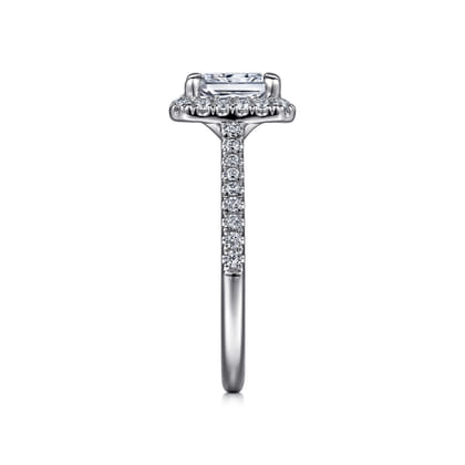Idina - 14K White Gold Halo Rectangular Radiant Cut Diamond Engagement Ring