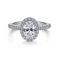 Idina - 14K White Gold Oval Halo Diamond Engagement Ring