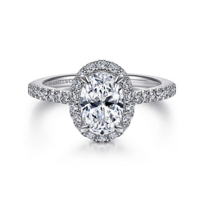 Idina - 14K White Gold Oval Halo Diamond Engagement Ring