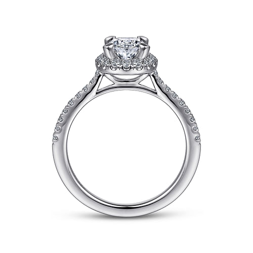 Idina - 14K White Gold Oval Halo Diamond Engagement Ring - 0.32 ct - Shot 2