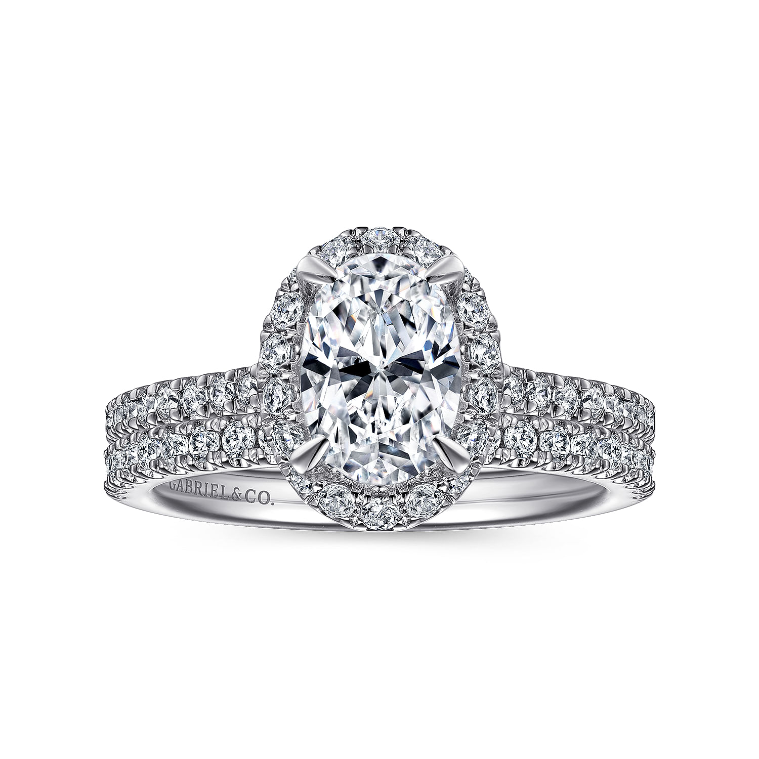 Idina - 14K White Gold Oval Halo Diamond Engagement Ring
