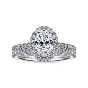Idina - 14K White Gold Oval Halo Diamond Engagement Ring