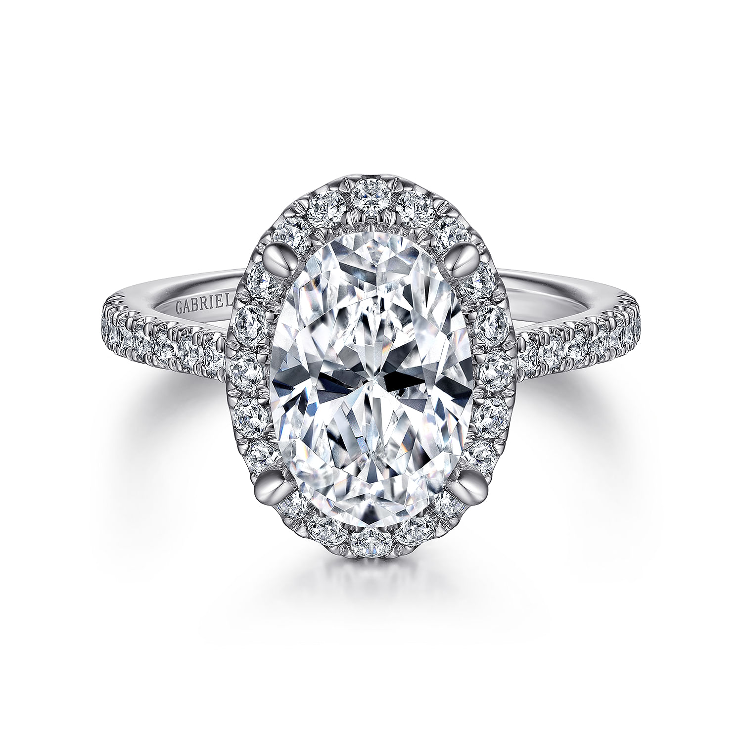 Idina - 14K White Gold Oval Halo Diamond Engagement Ring