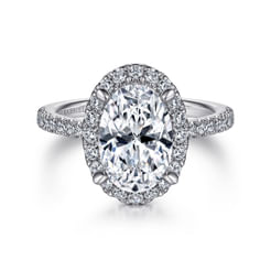 Idina - 14K White Gold Oval Halo Diamond Engagement Ring