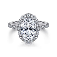 Idina - 14K White Gold Oval Halo Diamond Engagement Ring