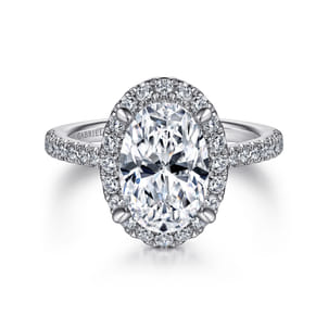 Idina - 14K White Gold Oval Halo Diamond Engagement Ring
