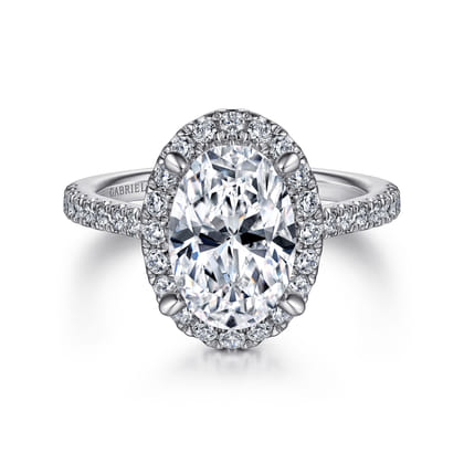 Idina - 14K White Gold Oval Halo Diamond Engagement Ring