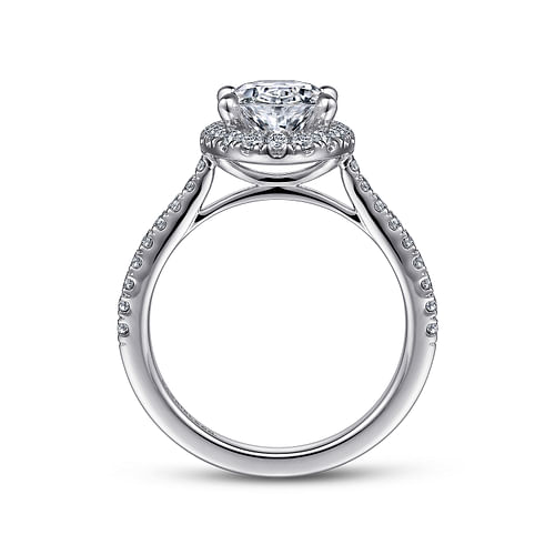 Idina - 14K White Gold Oval Halo Diamond Engagement Ring - 0.44 ct - Shot 2