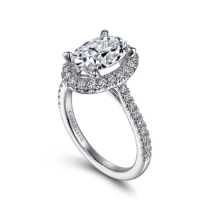 Idina - 14K White Gold Oval Halo Diamond Engagement Ring