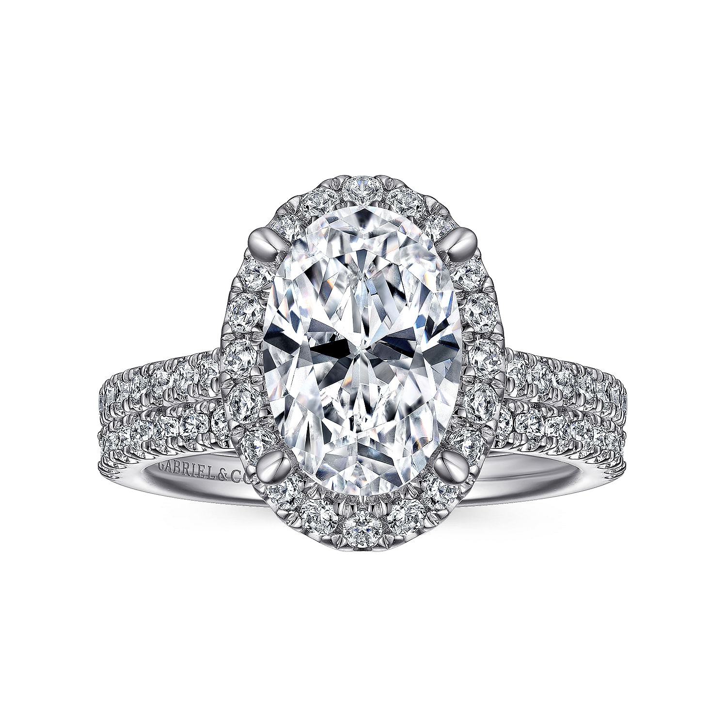 Idina - 14K White Gold Oval Halo Diamond Engagement Ring
