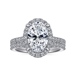 Idina - 14K White Gold Oval Halo Diamond Engagement Ring