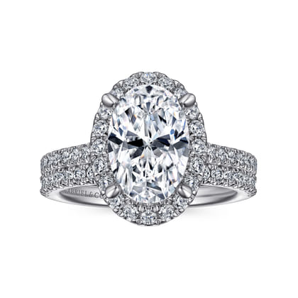 Idina - 14K White Gold Oval Halo Diamond Engagement Ring