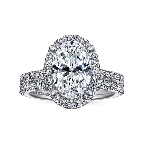 Idina - 14K White Gold Oval Halo Diamond Engagement Ring - 0.44 ct - Shot 4