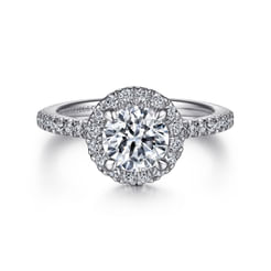 Idina - 14K White Gold Round Halo Diamond Engagement Ring
