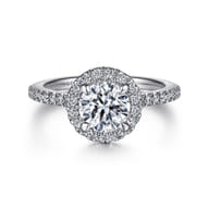 Idina - 14K White Gold Round Halo Diamond Engagement Ring