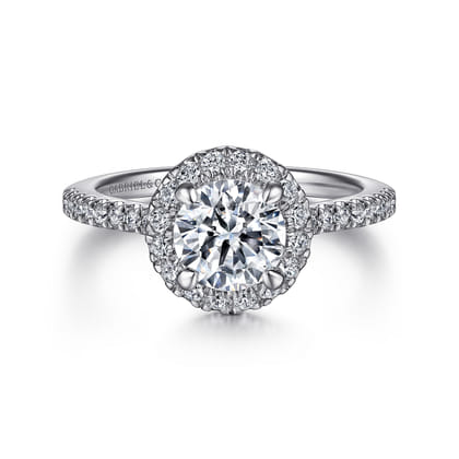 Idina - 14K White Gold Round Halo Diamond Engagement Ring