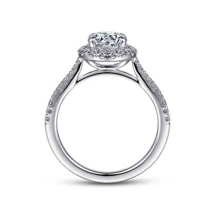 Idina - 14K White Gold Round Halo Diamond Engagement Ring