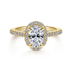 Idina - 14K Yellow Gold Oval Halo Diamond Engagement Ring