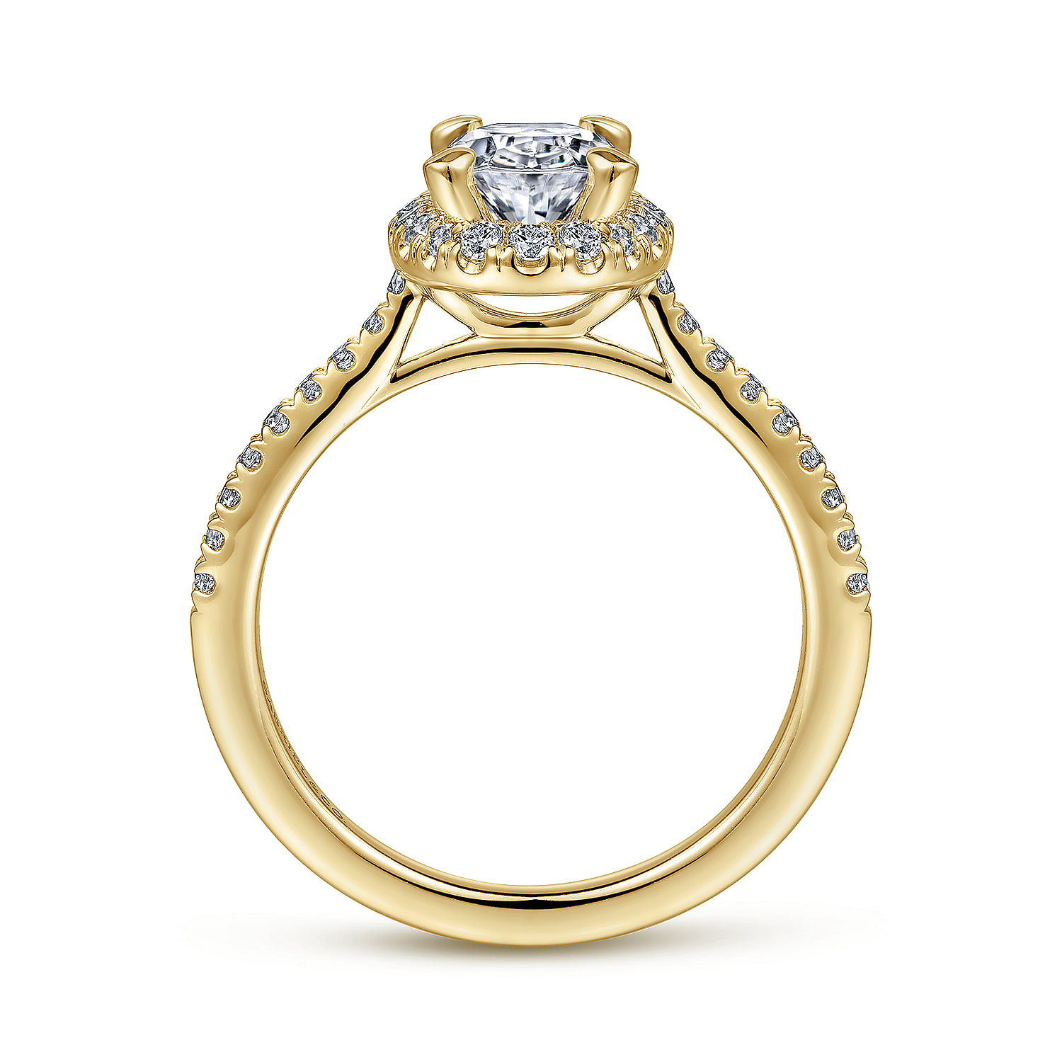 Idina - 14K Yellow Gold Oval Halo Diamond Engagement Ring - 0.32 ct - Shot 2