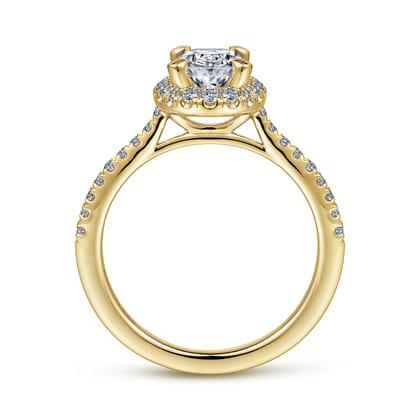 Idina - 14K Yellow Gold Oval Halo Diamond Engagement Ring
