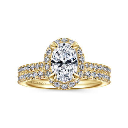 Idina - 14K Yellow Gold Oval Halo Diamond Engagement Ring