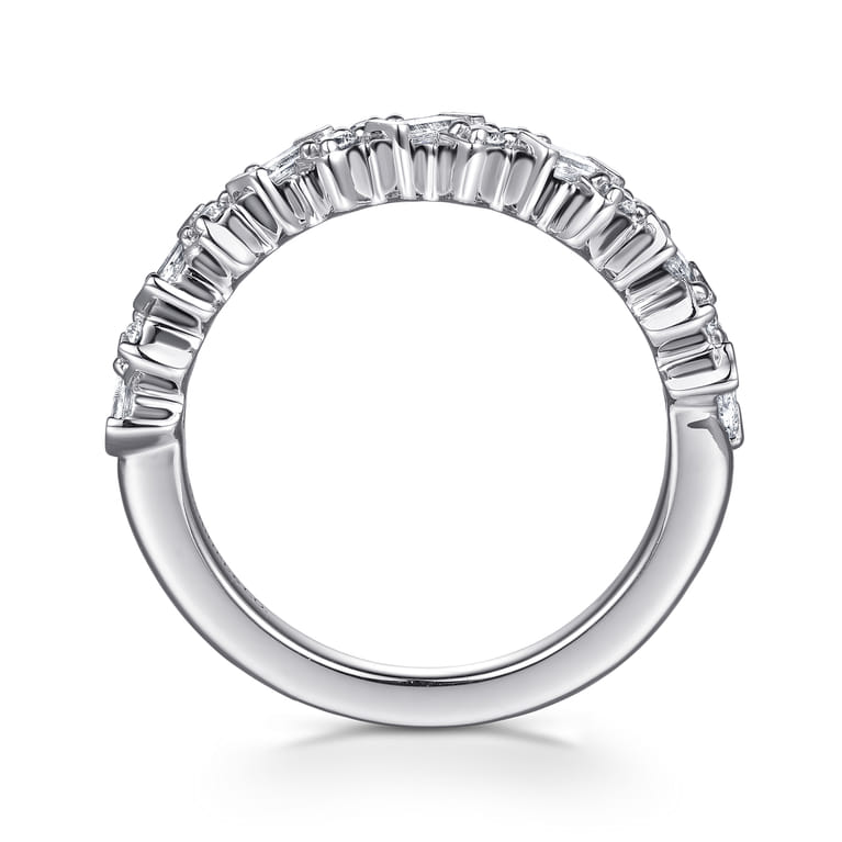 Straight Wedding Ring in 14k White Gold with Baguette Natural Diamond at Gabriel & Co. - Shot 2