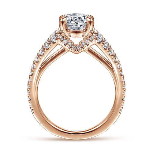 Ilaria - 18K Rose Gold Round Diamond Engagement Ring - 0.75 ct - Shot 2
