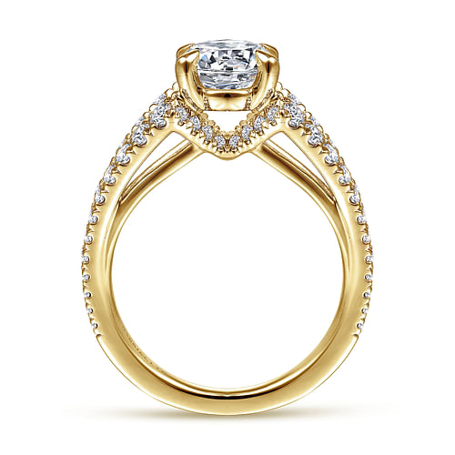 Ilaria - 18K Yellow Gold Round Diamond Split Shank Engagement Ring - 0.75 ct - Shot 2