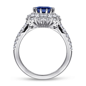 Imani - 14K White Gold Oval Halo Sapphire and Diamond Engagement Ring
