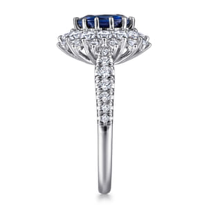 Imani - 14K White Gold Oval Halo Sapphire and Diamond Engagement Ring