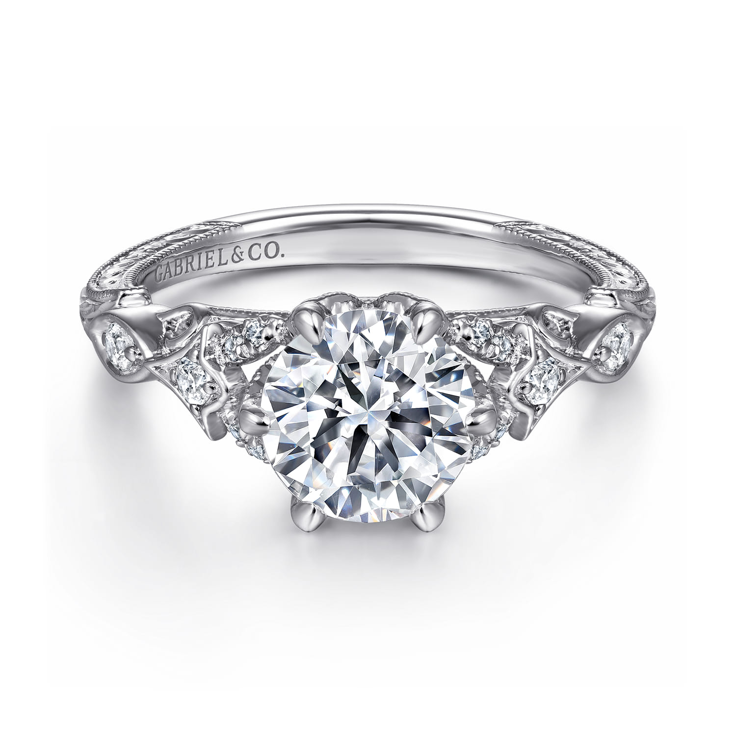 Indira - 14K White Gold Diamond Engagement Ring