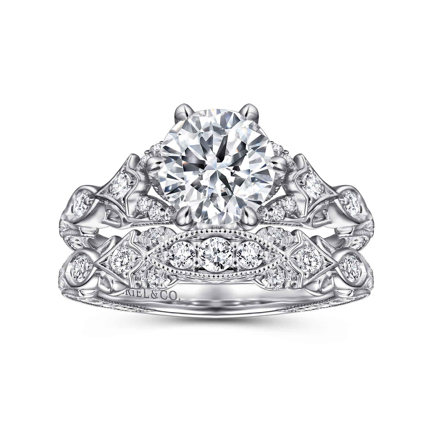 Indira - 14K White Gold Diamond Engagement Ring
