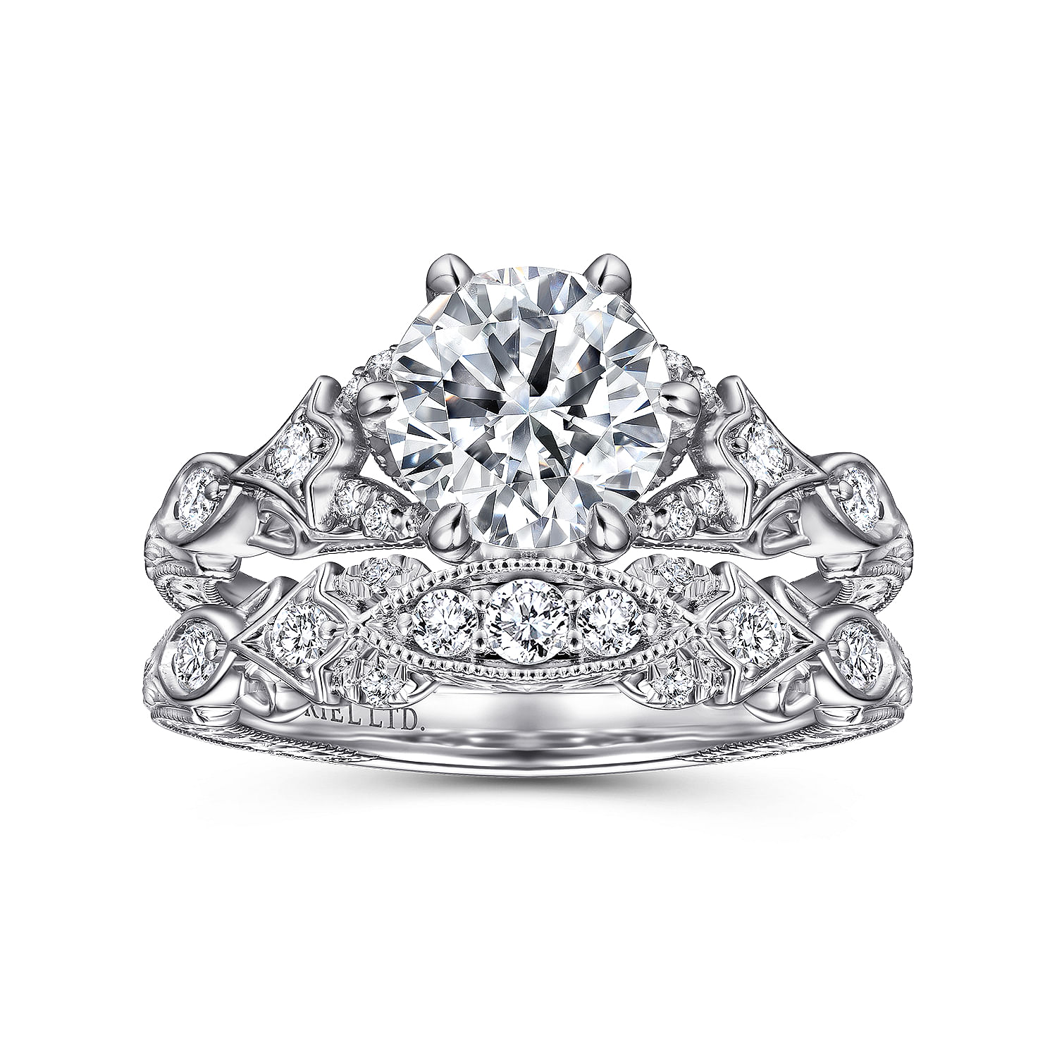 Indira - 18k White Gold 1.5 Carat Round Straight Natural Diamond ...