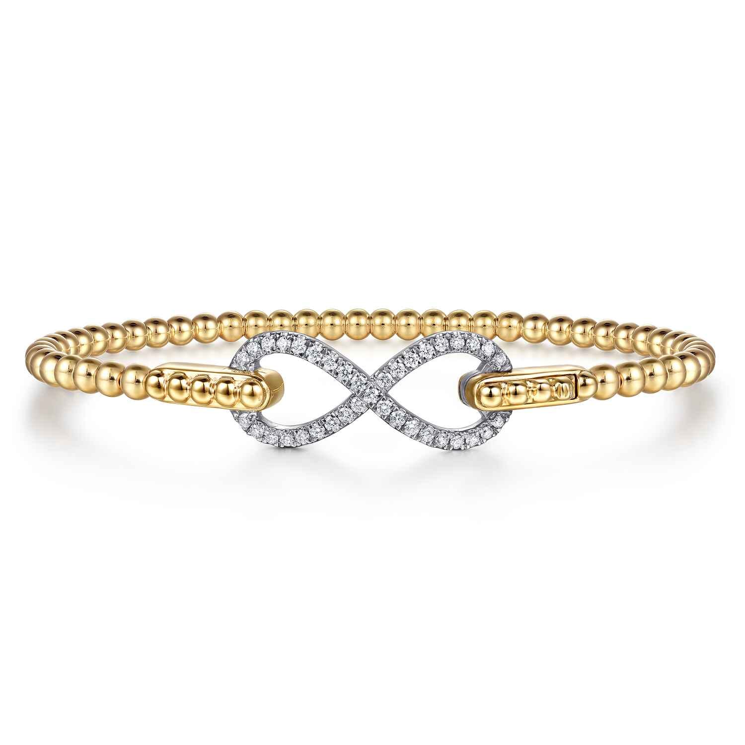 Infinity - 14K White and Yellow Gold Bujukan Diamond Infinity Bangle Bracelet
