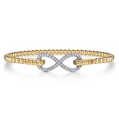 Infinity - 14K White and Yellow Gold Bujukan Diamond Infinity Bangle Bracelet