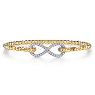 Infinity - 14K White and Yellow Gold Bujukan Diamond Infinity Bangle Bracelet