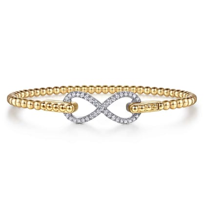 Infinity - 14K White and Yellow Gold Bujukan Diamond Infinity Bangle Bracelet