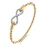 Infinity - 14K White and Yellow Gold Bujukan Diamond Infinity Bangle Bracelet - 0.3 ct