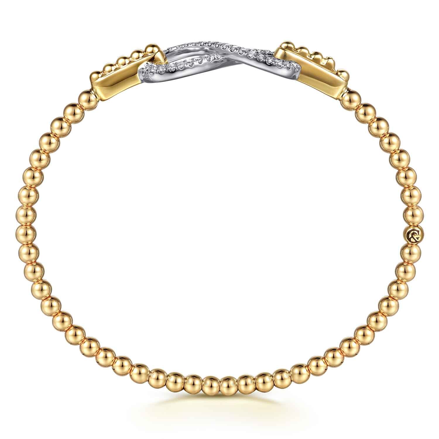 Infinity - 14K White and Yellow Gold Bujukan Diamond Infinity Bangle Bracelet