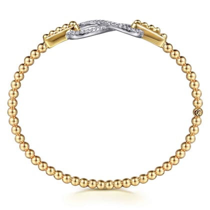 Infinity - 14K White and Yellow Gold Bujukan Diamond Infinity Bangle Bracelet