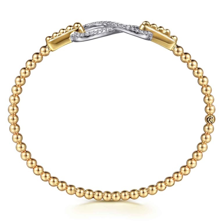 Infinity - 14K White and Yellow Gold Bujukan Diamond Infinity Bangle Bracelet - 0.3 ct - Shot 3
