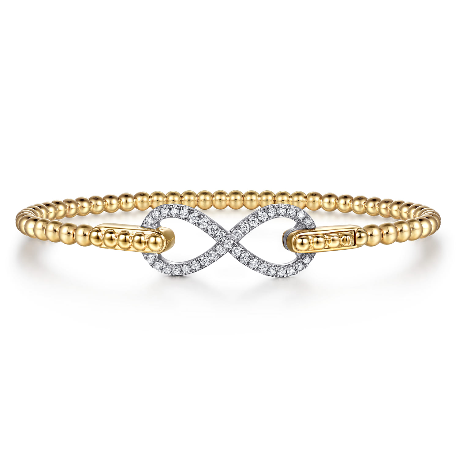 Infinity - 14K White and Yellow Gold Bujukan Diamond Infinity Bangle Bracelet - 0.3 ct - Shot 1