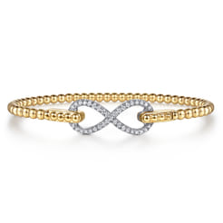Infinity - 14K White and Yellow Gold Bujukan Diamond Infinity Bangle Bracelet