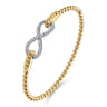 Infinity - 14K White and Yellow Gold Bujukan Diamond Infinity Bangle Bracelet - 0.3 ct