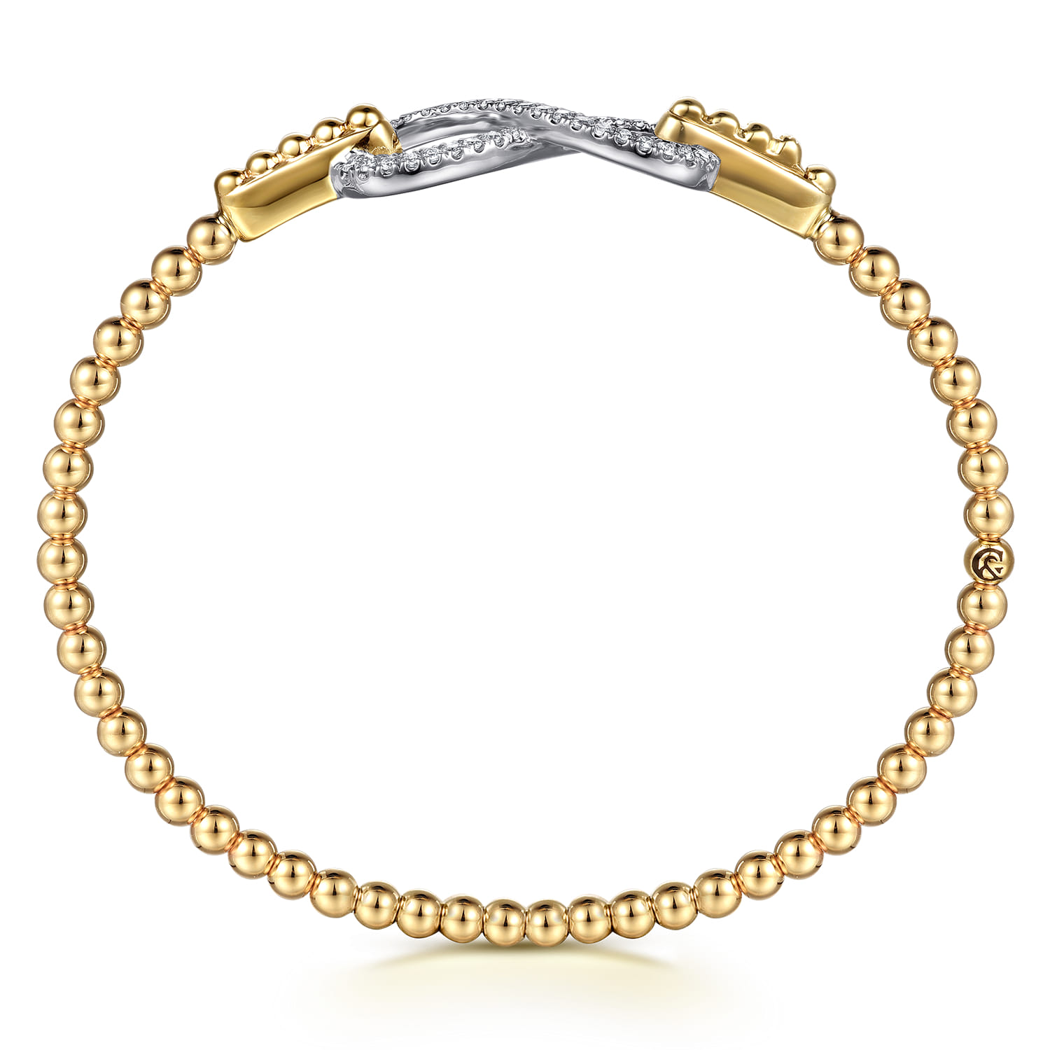 Infinity - 14K White and Yellow Gold Bujukan Diamond Infinity Bangle Bracelet - 0.3 ct - Shot 3