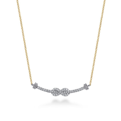 Infinity - 14K White and Yellow Gold Bujukan Diamond Infinity Bar Necklace