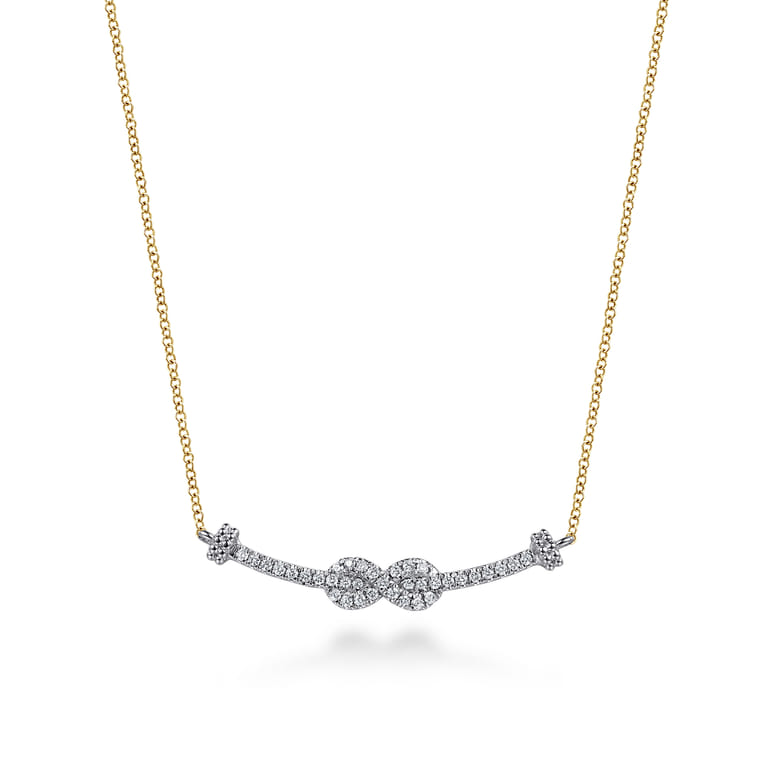 Infinity - 14K White and Yellow Gold Bujukan Diamond Infinity Bar Necklace - 0.26 ct - Shot 1