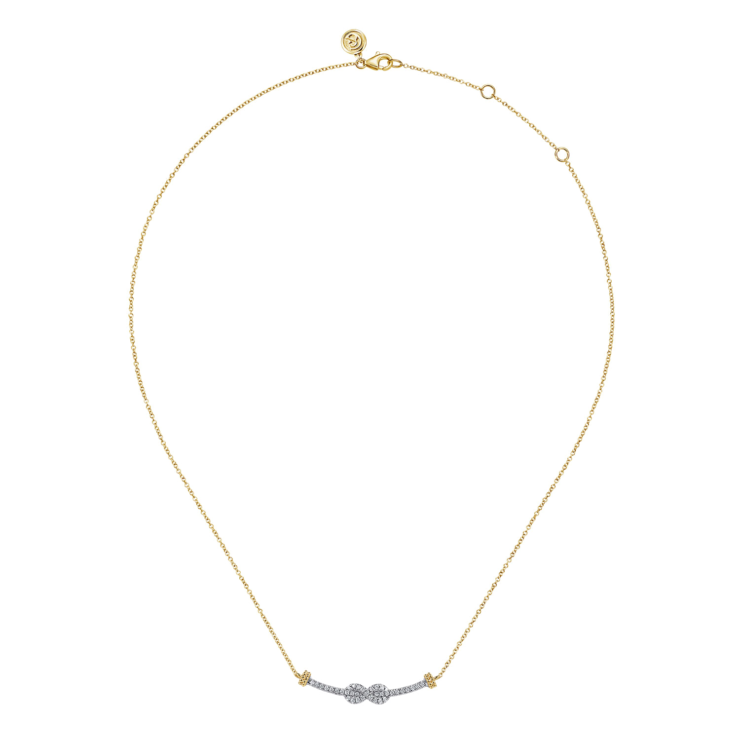 Infinity - 14K White and Yellow Gold Bujukan Diamond Infinity Bar Necklace